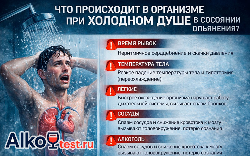 Холодный душ после алкоголя
