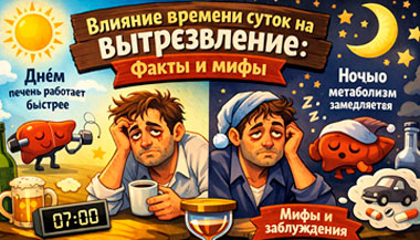 Влияние времени суток на вытрезвление организма: факты…