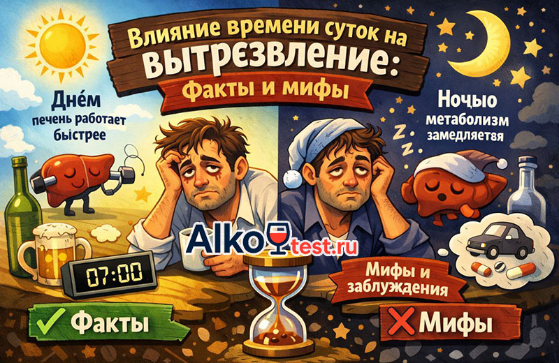 Влияние времени суток на вытрезвление организма: факты…