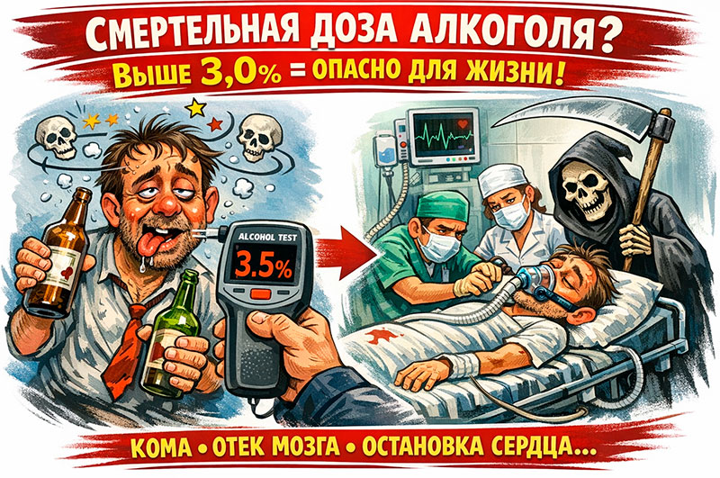 Смертельная доза алкоголя: сколько промилле отделяют…