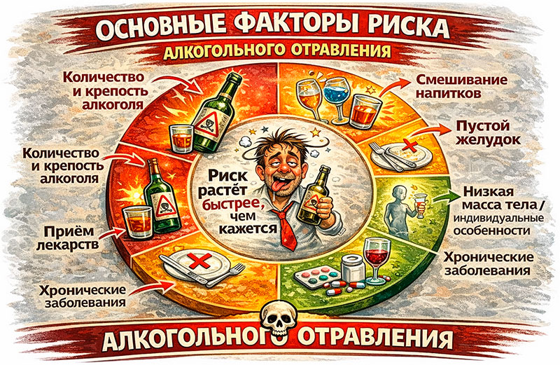 Факторы риска алкогольного отравления
