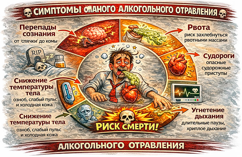 Симптомы опасного алкогольного отравления