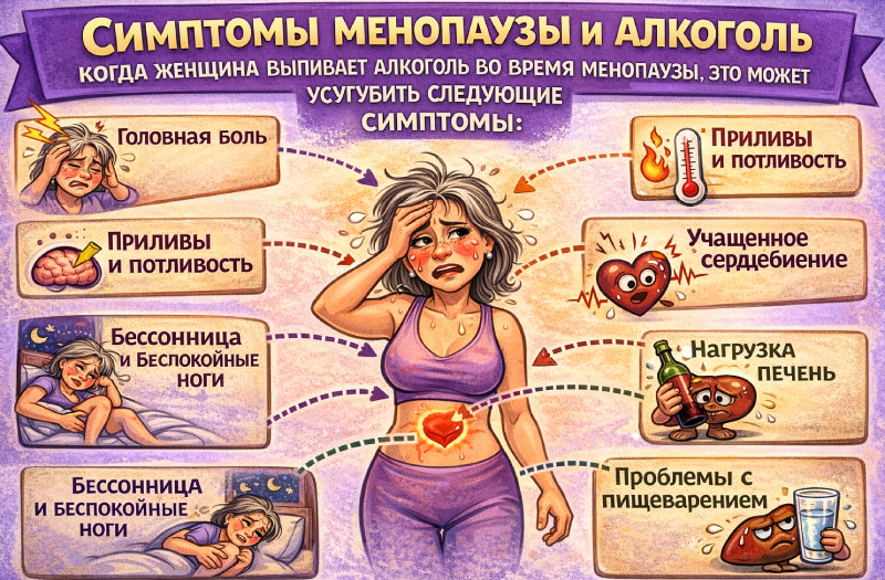 Симптомы менопаузы и алкоголь