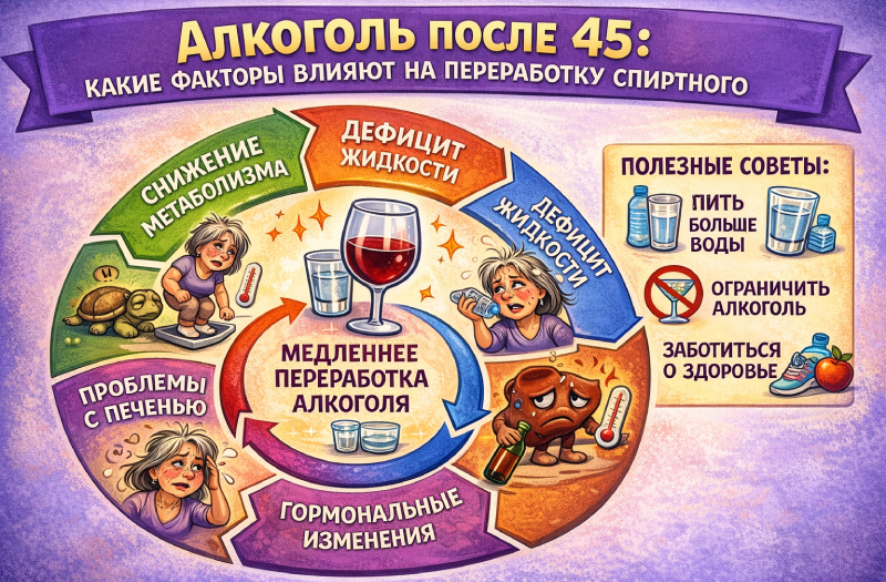 Факторы, влияющими на переработку алкоголя после 45 лет у женщин