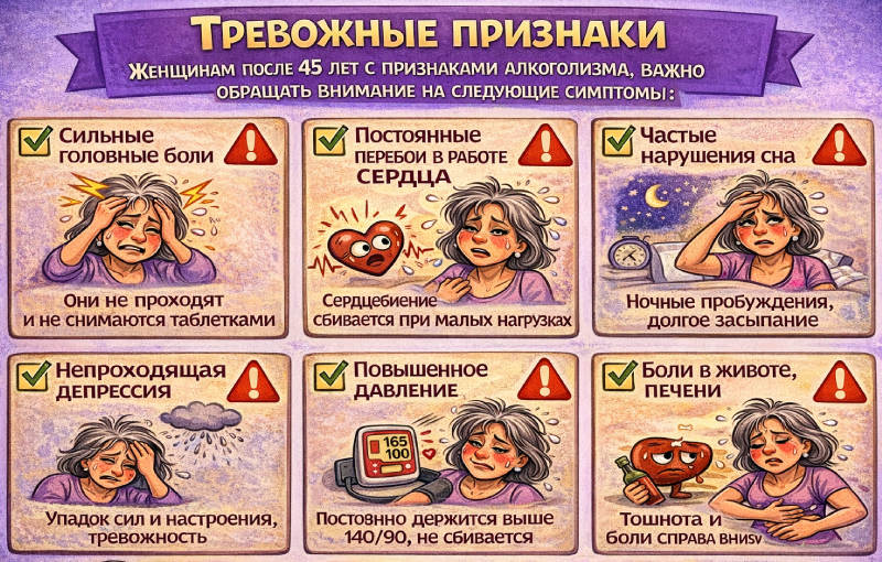 Тревожные признаки после употребления алкоголя