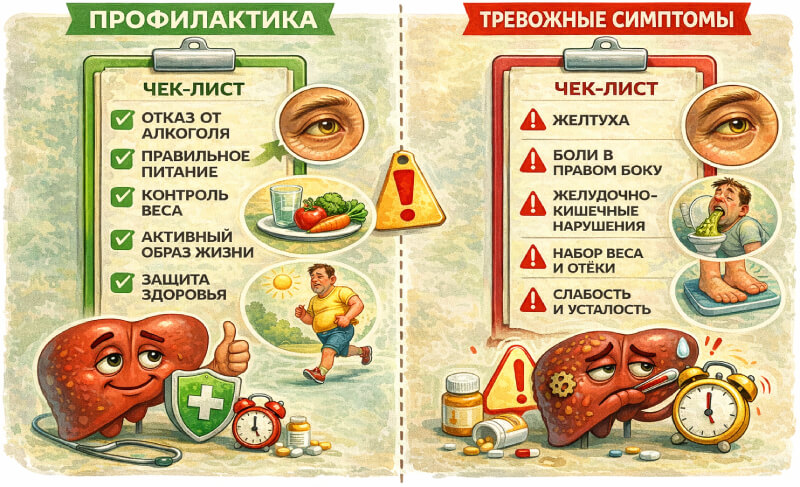 Профилактика тревожных симптомов печени