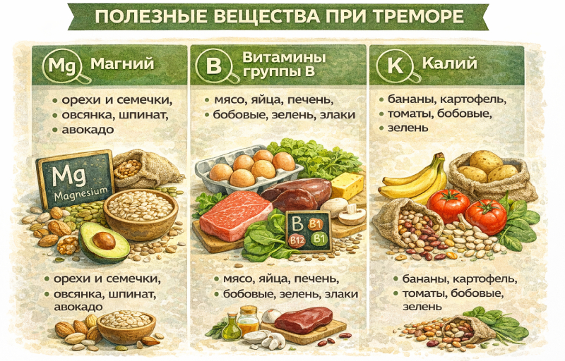 Полезные вещества при треморе