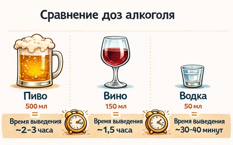 Сравнение доз алкоголя