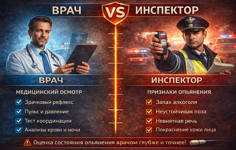 Врач vs Инспектор - критерии оценки состояния опьянения