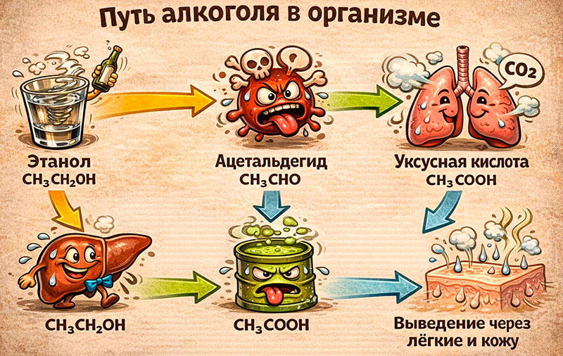 Путь алкоголя в организме