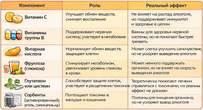 Таблица компонентов антиполицая