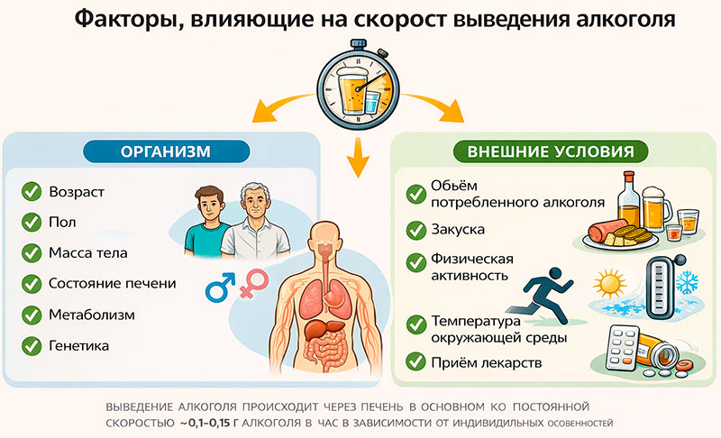 Факторы, влияющие на скорость выведения алкоголя