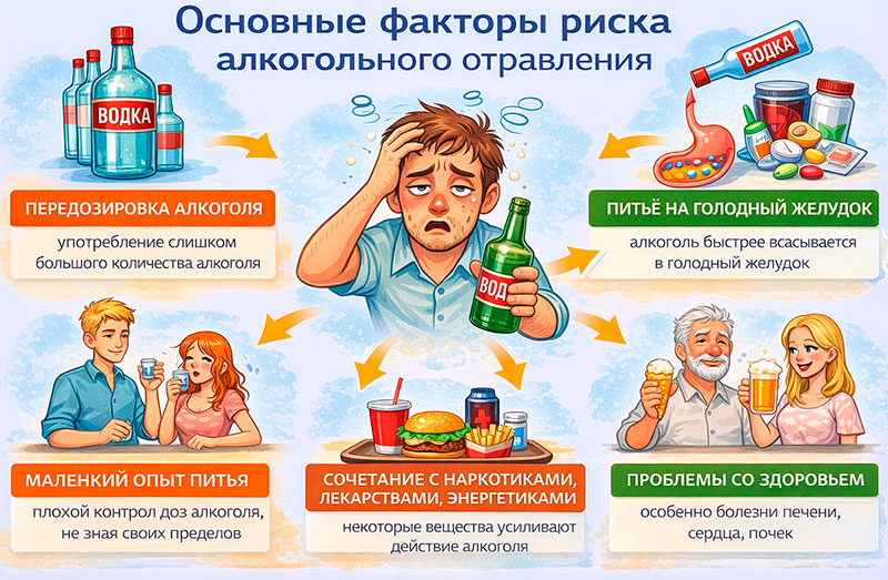 Факторы риска алкогольного отравления