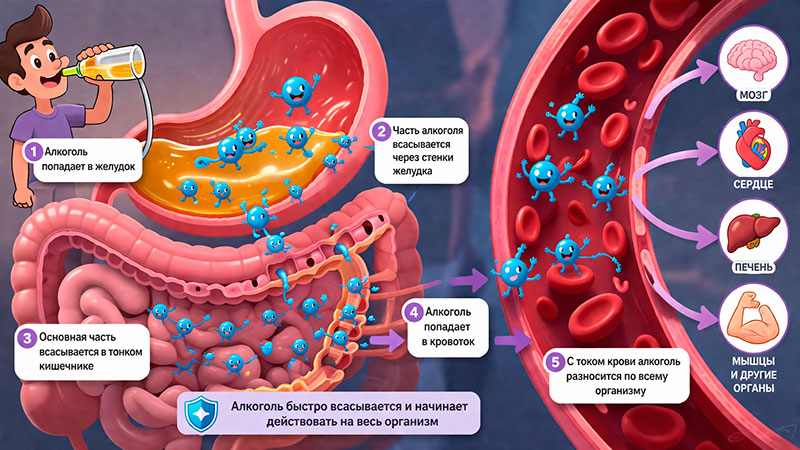 Как алкоголь попадает в кровь: скорость всасывания…