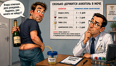 Сколько держится алкоголь в моче: сроки, тесты и факторы…