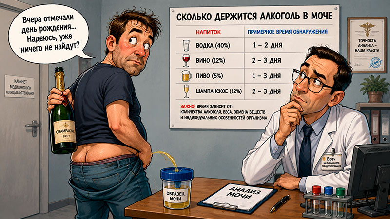 Сколько держится алкоголь в моче: сроки, тесты и факторы…