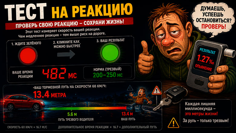 Тест на реакцию водителя онлайн — проверка внимания…