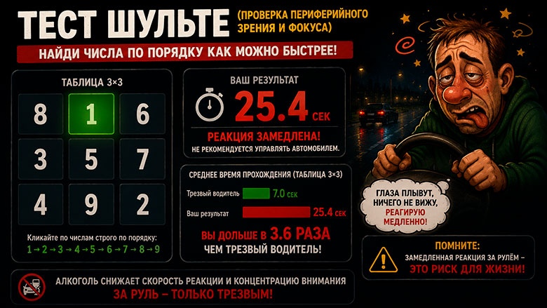 Тест Шульте онлайн — проверка внимания, концентрации…